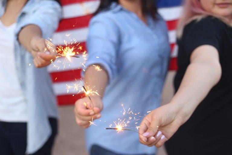 Sparklers with U.S. Flag