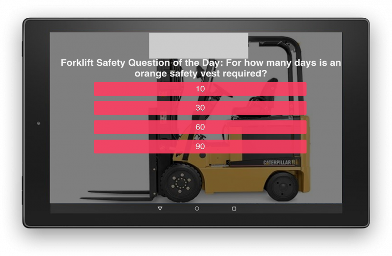 Kiosk Showing Poll Question on Forklift Safety